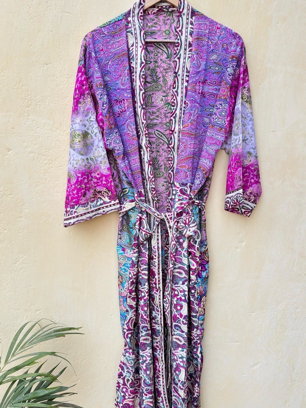 Colorful Paisley Kimono Saree Patchwork Robe